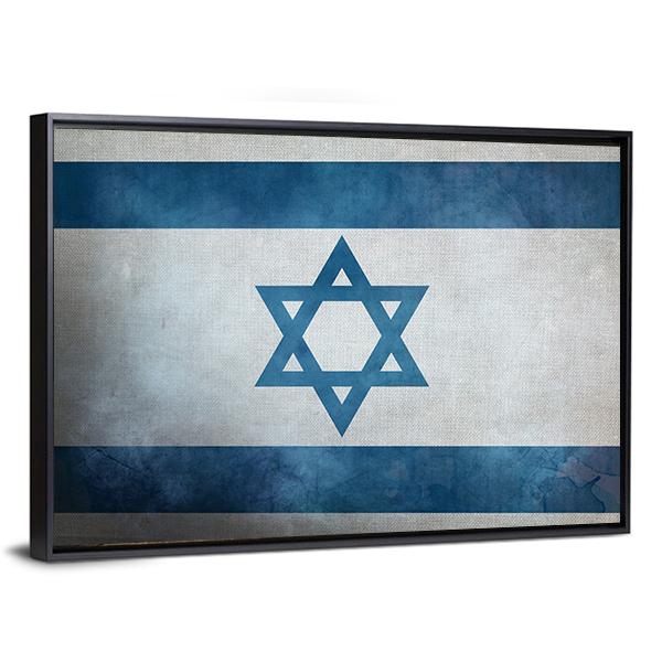 Grunge Israeli Flag Canvas Wall Art-3 Horizontal-Gallery Wrap-25" x 16"-Tiaracle