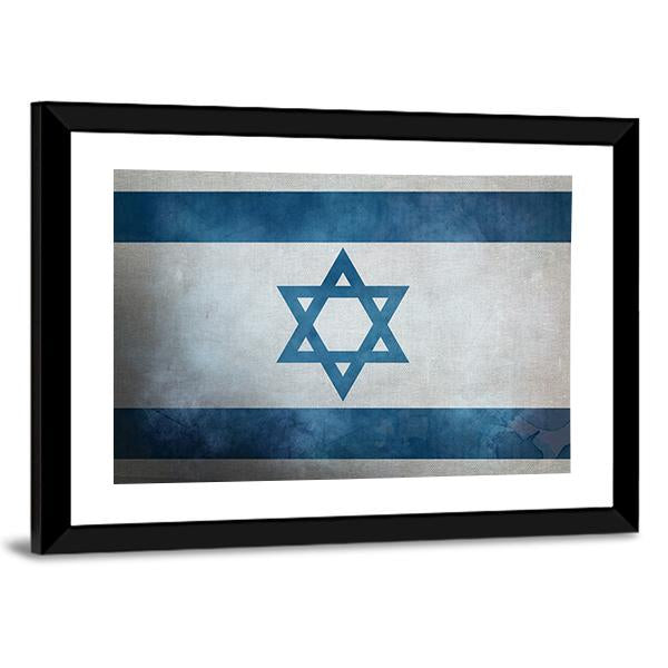 Grunge Israeli Flag Canvas Wall Art-5 Horizontal-Gallery Wrap-22" x 12"-Tiaracle