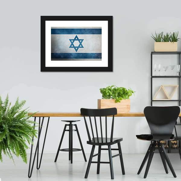 Grunge Israeli Flag Canvas Wall Art-3 Horizontal-Gallery Wrap-25" x 16"-Tiaracle