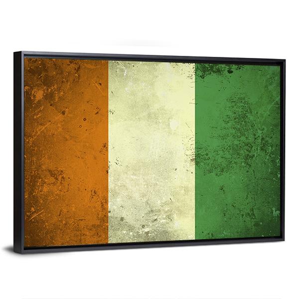 Grunge Ivory Coast Flag Canvas Wall Art-3 Horizontal-Gallery Wrap-25" x 16"-Tiaracle