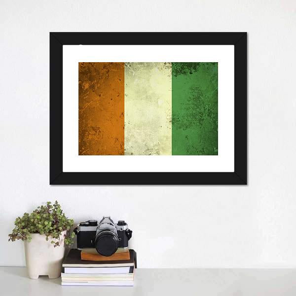 Grunge Ivory Coast Flag Canvas Wall Art-1 Piece-Framed Print-20" x 16"-Tiaracle