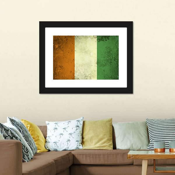 Grunge Ivory Coast Flag Canvas Wall Art-3 Horizontal-Gallery Wrap-25" x 16"-Tiaracle