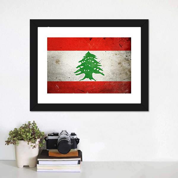 Grunge Lebanon Flag Canvas Wall Art-1 Piece-Framed Print-20" x 16"-Tiaracle