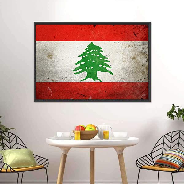 Grunge Lebanon Flag Canvas Wall Art-5 Horizontal-Gallery Wrap-22" x 12"-Tiaracle