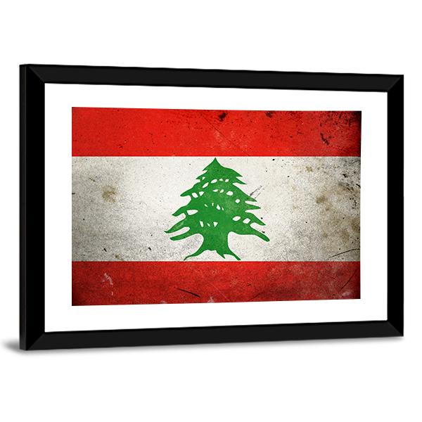 Grunge Lebanon Flag Canvas Wall Art-5 Horizontal-Gallery Wrap-22" x 12"-Tiaracle