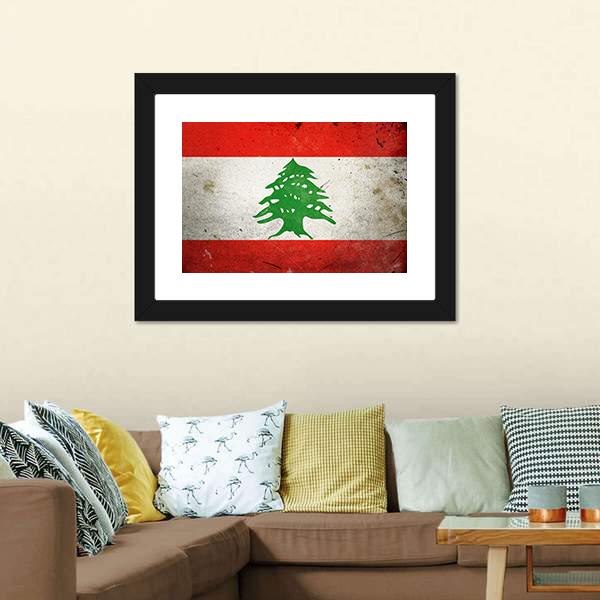 Grunge Lebanon Flag Canvas Wall Art-5 Horizontal-Gallery Wrap-22" x 12"-Tiaracle