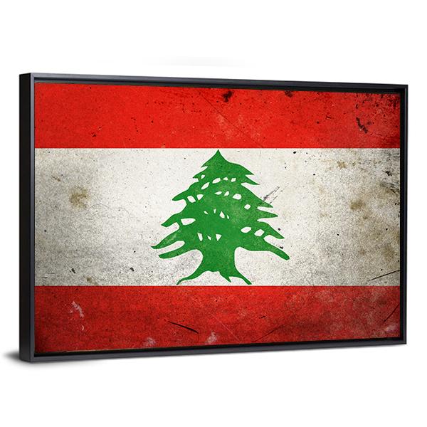 Grunge Lebanon Flag Canvas Wall Art-5 Horizontal-Gallery Wrap-22" x 12"-Tiaracle