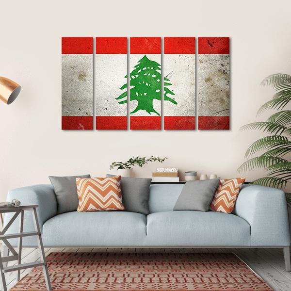 Grunge Lebanon Flag Canvas Wall Art-5 Horizontal-Gallery Wrap-22" x 12"-Tiaracle