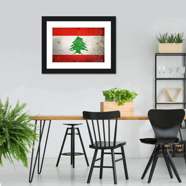 Grunge Lebanon Flag Canvas Wall Art-3 Horizontal-Gallery Wrap-25" x 16"-Tiaracle