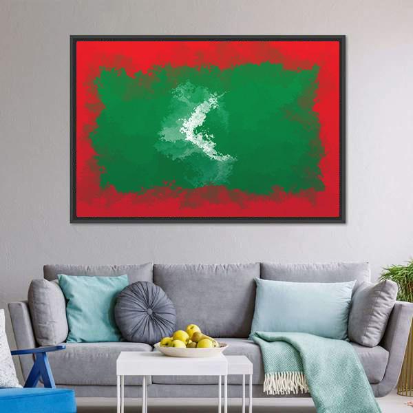 Grunge Maldives Flag Canvas Wall Art-3 Horizontal-Gallery Wrap-25" x 16"-Tiaracle