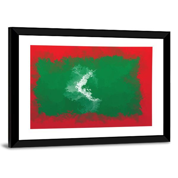 Grunge Maldives Flag Canvas Wall Art-3 Horizontal-Gallery Wrap-25" x 16"-Tiaracle