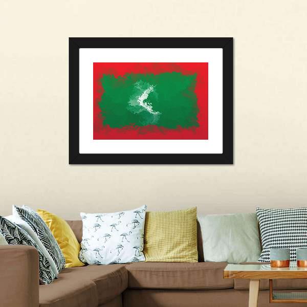 Grunge Maldives Flag Canvas Wall Art-3 Horizontal-Gallery Wrap-25" x 16"-Tiaracle