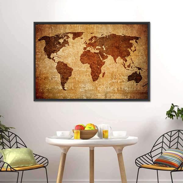 Grunge Map Of The World Canvas Wall Art-5 Horizontal-Gallery Wrap-22" x 12"-Tiaracle