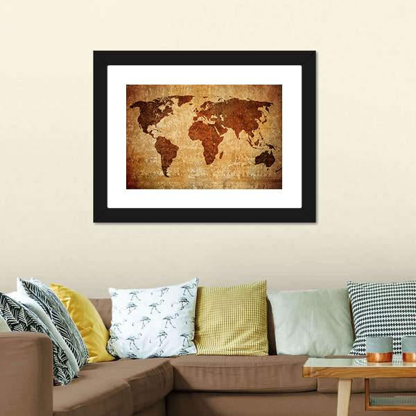 Grunge Map Of The World Canvas Wall Art-5 Horizontal-Gallery Wrap-22" x 12"-Tiaracle