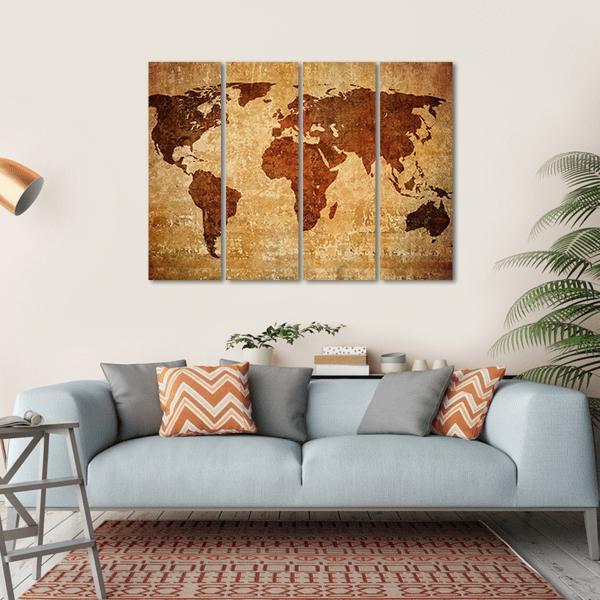 Grunge Map Of The World Canvas Wall Art-4 Horizontal-Gallery Wrap-34" x 24"-Tiaracle