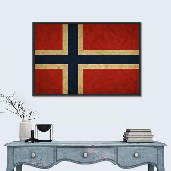 Grunge Norway Flag Canvas Wall Art-1 Piece-Floating Frame-24" x 16"-Tiaracle