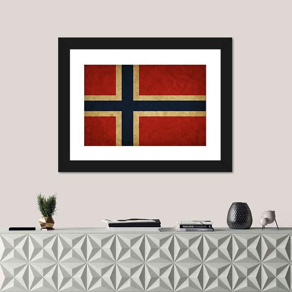 Grunge Norway Flag Canvas Wall Art-1 Piece-Framed Print-20" x 16"-Tiaracle