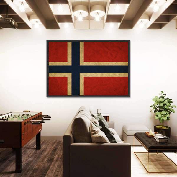 Grunge Norway Flag Canvas Wall Art-3 Horizontal-Gallery Wrap-25" x 16"-Tiaracle