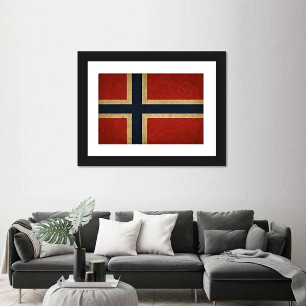 Grunge Norway Flag Canvas Wall Art-3 Horizontal-Gallery Wrap-25" x 16"-Tiaracle