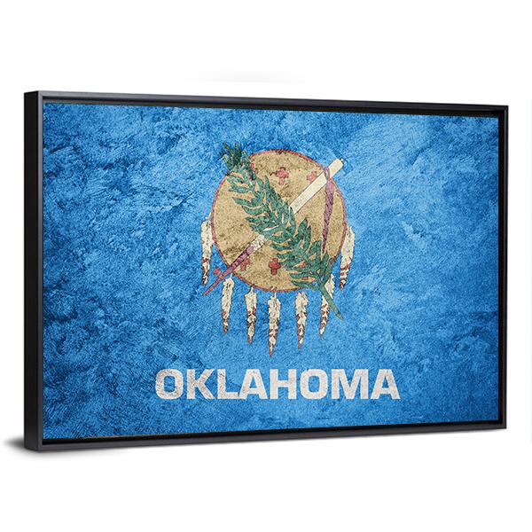 Grunge Oklahoma Flag Canvas Wall Art-3 Horizontal-Gallery Wrap-25" x 16"-Tiaracle