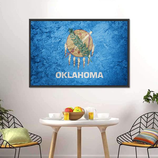 Grunge Oklahoma Flag Canvas Wall Art-3 Horizontal-Gallery Wrap-25" x 16"-Tiaracle