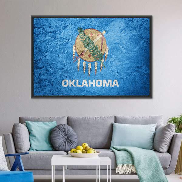 Grunge Oklahoma Flag Canvas Wall Art-3 Horizontal-Gallery Wrap-25" x 16"-Tiaracle