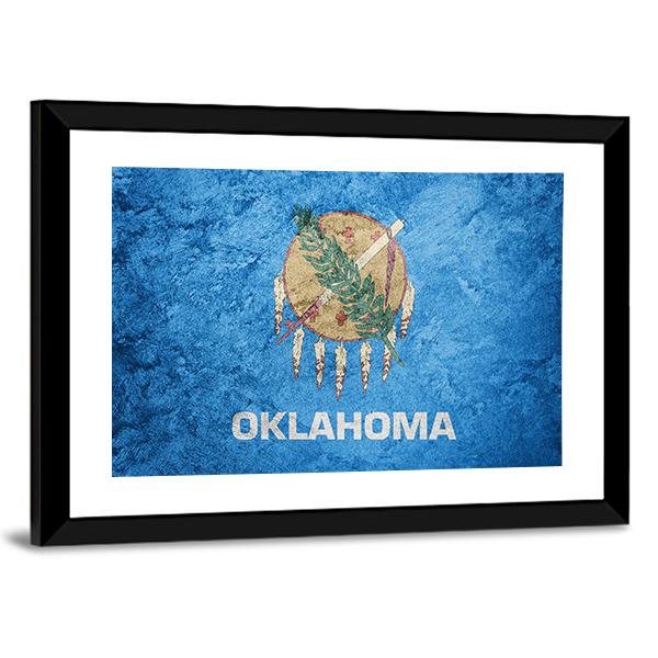 Grunge Oklahoma Flag Canvas Wall Art-3 Horizontal-Gallery Wrap-25" x 16"-Tiaracle