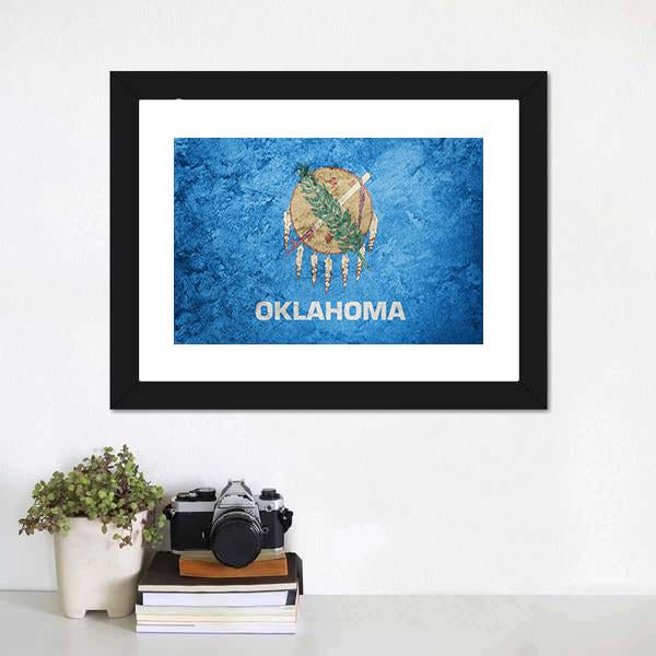 Grunge Oklahoma Flag Canvas Wall Art-1 Piece-Framed Print-20" x 16"-Tiaracle