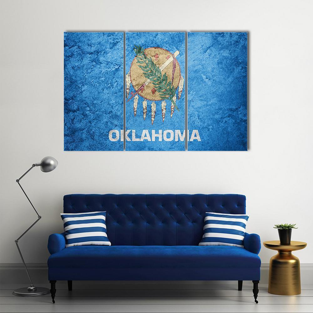 Grunge Oklahoma Flag Canvas Wall Art-3 Horizontal-Gallery Wrap-37" x 24"-Tiaracle