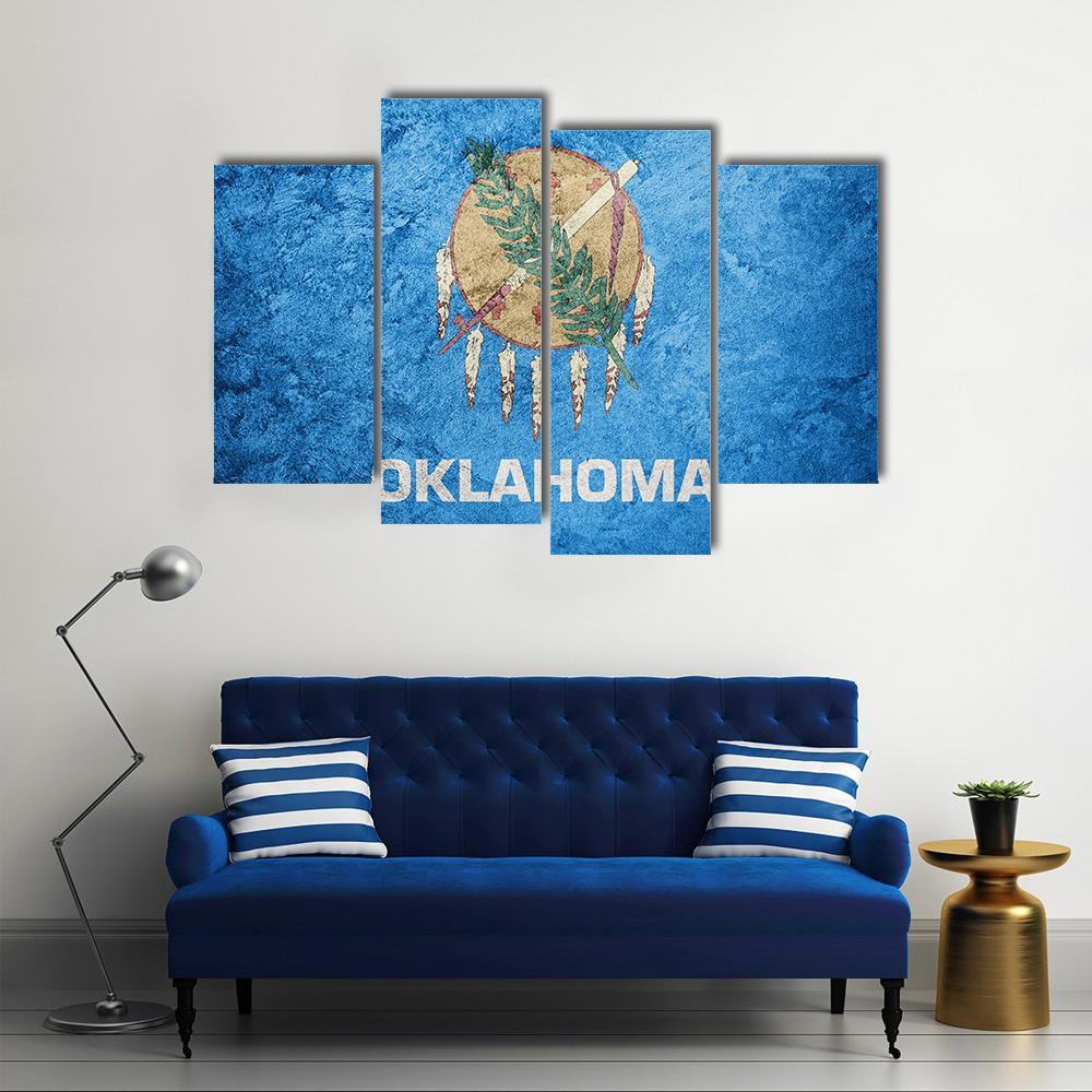 Grunge Oklahoma Flag Canvas Wall Art-4 Pop-Gallery Wrap-50" x 32"-Tiaracle