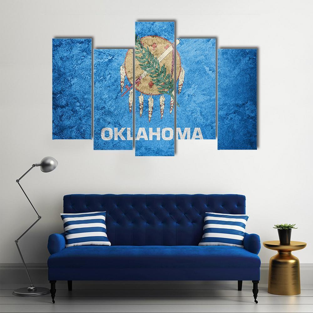 Grunge Oklahoma Flag Canvas Wall Art-5 Pop-Gallery Wrap-47" x 32"-Tiaracle