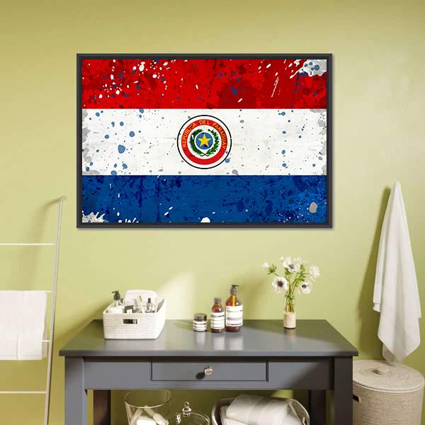 Grunge Paraguay Flag Canvas Wall Art-1 Piece-Floating Frame-24" x 16"-Tiaracle