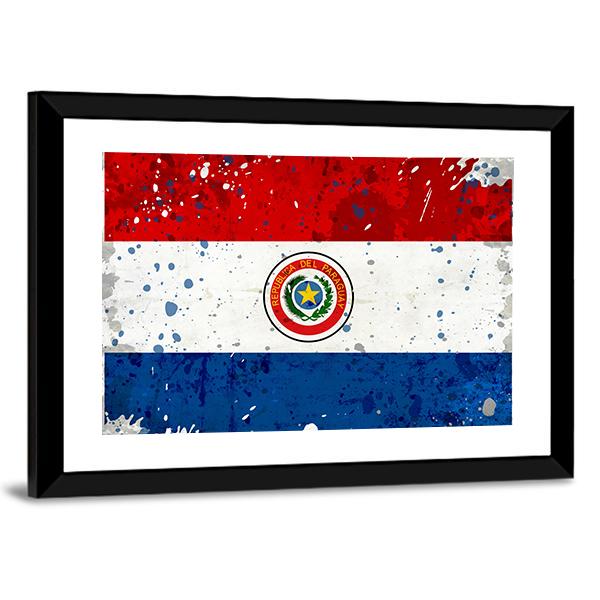 Grunge Paraguay Flag Canvas Wall Art-3 Horizontal-Gallery Wrap-25" x 16"-Tiaracle