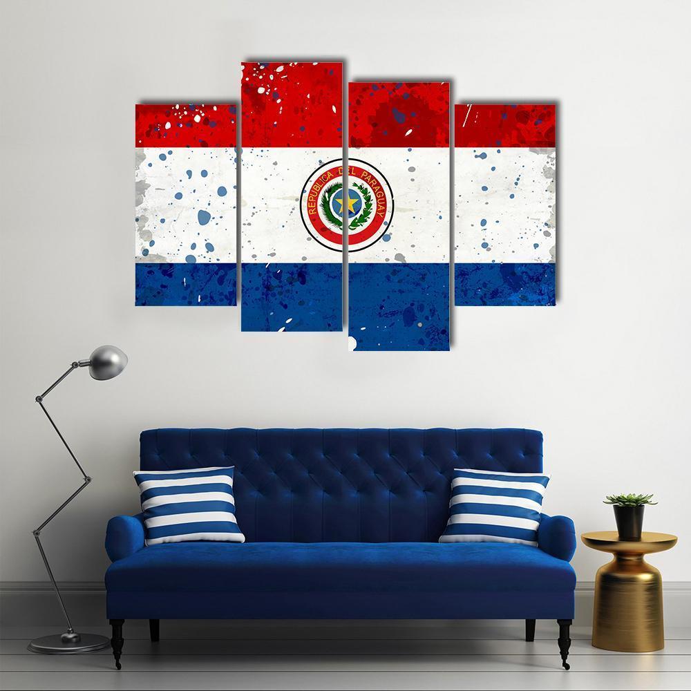 Grunge Paraguay Flag Canvas Wall Art-4 Pop-Gallery Wrap-50" x 32"-Tiaracle