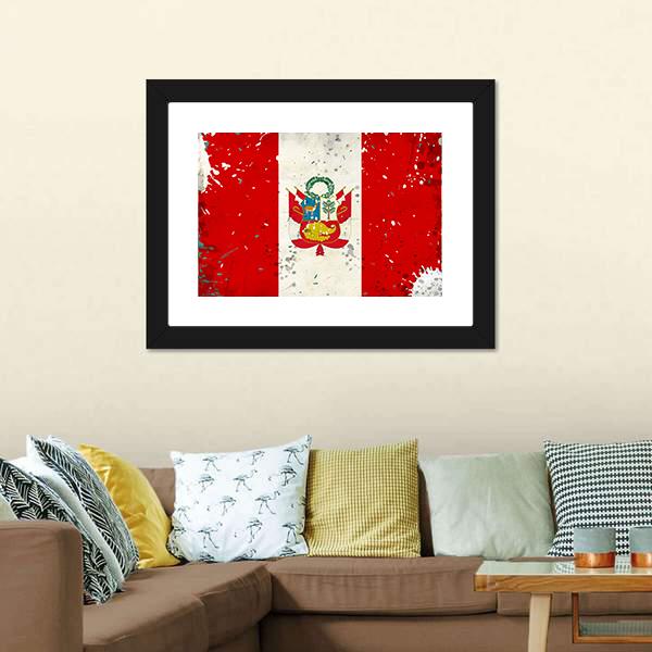 Grunge Peru Flag Canvas Wall Art-3 Horizontal-Gallery Wrap-25" x 16"-Tiaracle