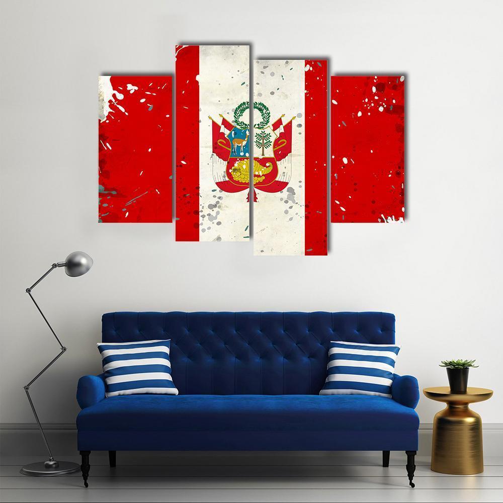 Grunge Peru Flag Canvas Wall Art-4 Pop-Gallery Wrap-50" x 32"-Tiaracle