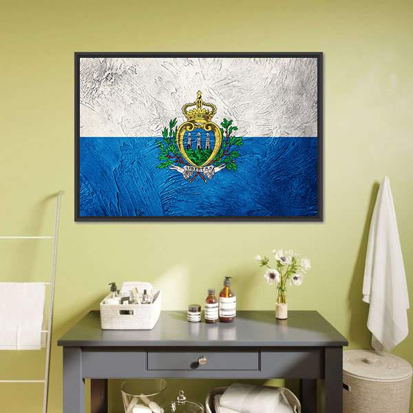 Grunge San Marino Flag Canvas Wall Art-5 Horizontal-Gallery Wrap-22" x 12"-Tiaracle