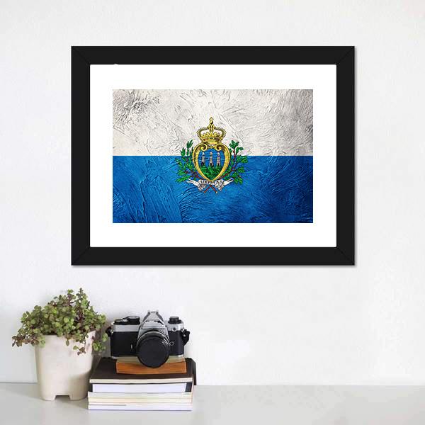 Grunge San Marino Flag Canvas Wall Art-5 Horizontal-Gallery Wrap-22" x 12"-Tiaracle