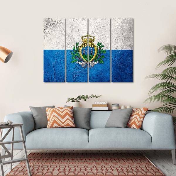 Grunge San Marino Flag Canvas Wall Art-4 Horizontal-Gallery Wrap-34" x 24"-Tiaracle