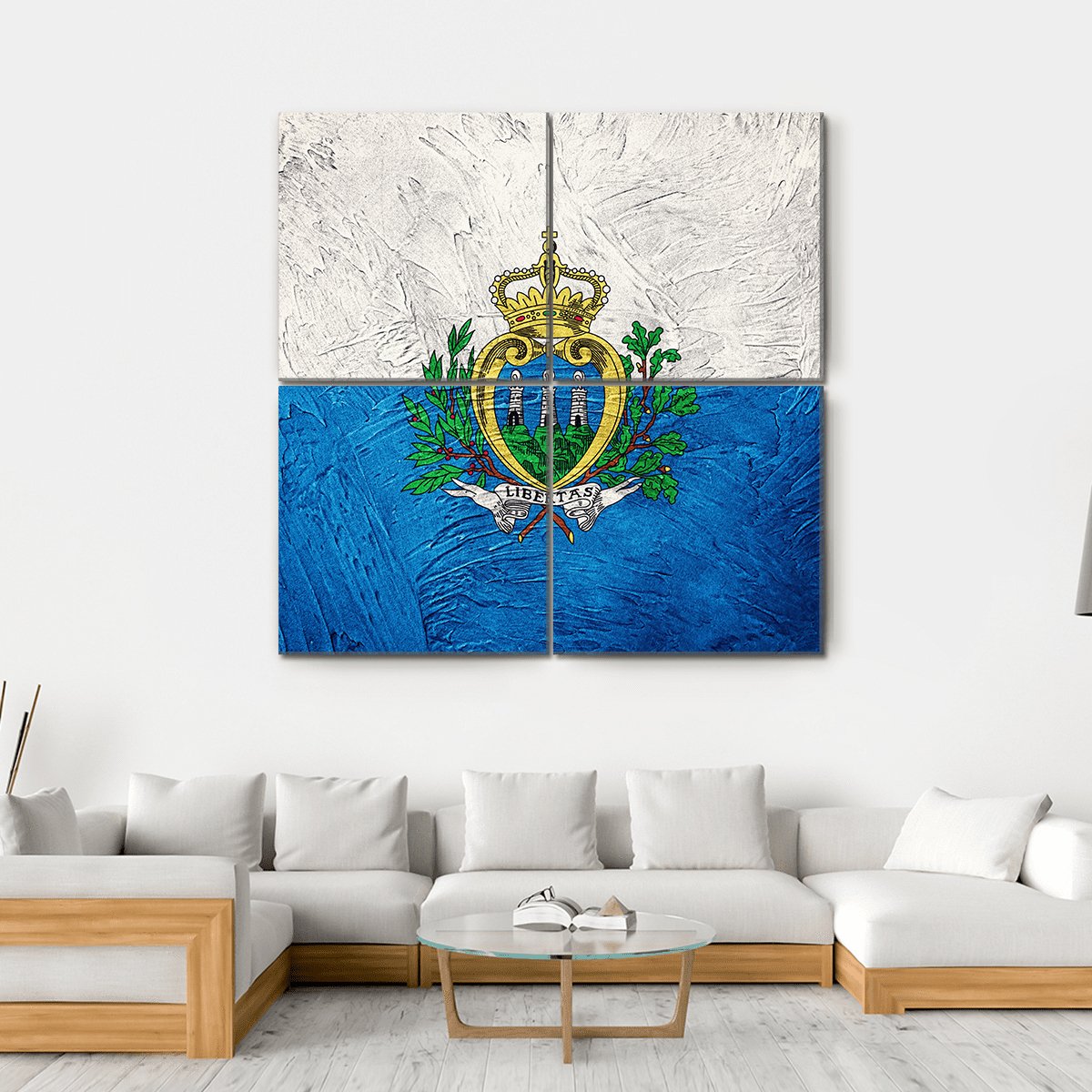 Grunge San Marino Flag Canvas Wall Art-4 Square-Gallery Wrap-17" x 17"-Tiaracle