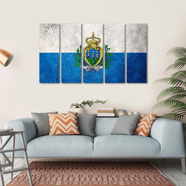 Grunge San Marino Flag Canvas Wall Art-5 Horizontal-Gallery Wrap-22" x 12"-Tiaracle