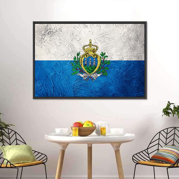 Grunge San Marino Flag Canvas Wall Art-5 Horizontal-Gallery Wrap-22" x 12"-Tiaracle