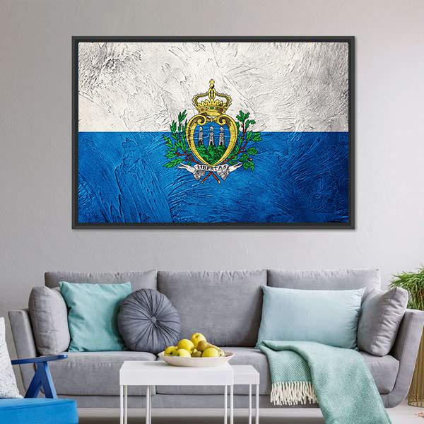 Grunge San Marino Flag Canvas Wall Art-5 Horizontal-Gallery Wrap-22" x 12"-Tiaracle