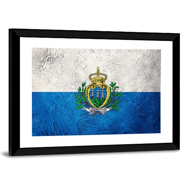 Grunge San Marino Flag Canvas Wall Art-1 Piece-Framed Print-20" x 16"-Tiaracle