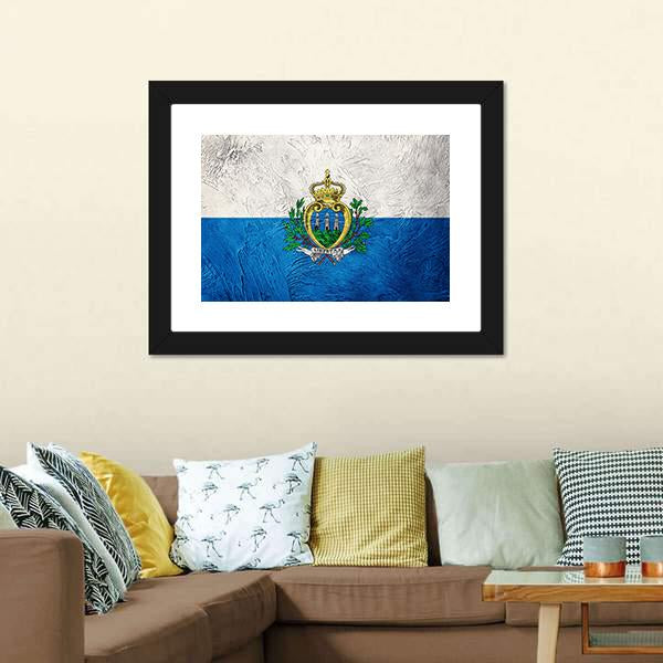 Grunge San Marino Flag Canvas Wall Art-5 Horizontal-Gallery Wrap-22" x 12"-Tiaracle