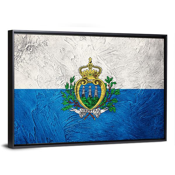 Grunge San Marino Flag Canvas Wall Art-1 Piece-Floating Frame-24" x 16"-Tiaracle