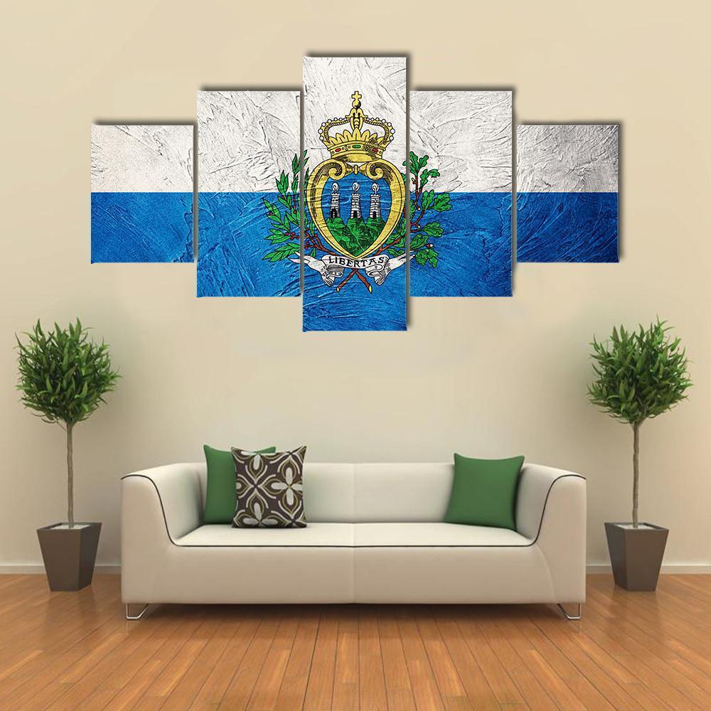 Grunge San Marino Flag Canvas Wall Art-3 Horizontal-Gallery Wrap-37" x 24"-Tiaracle