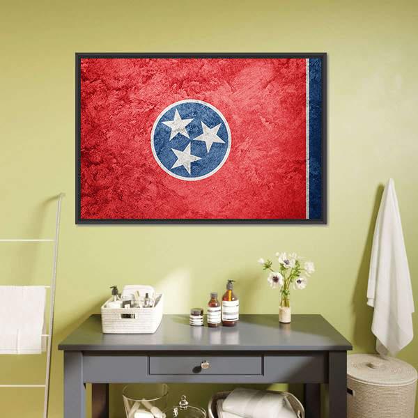Grunge Tennessee Flag Canvas Wall Art-1 Piece-Floating Frame-24" x 16"-Tiaracle