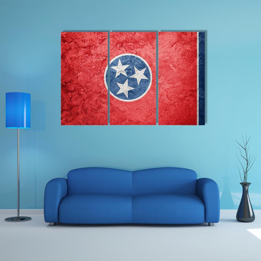 Grunge Tennessee Flag Canvas Wall Art-3 Horizontal-Gallery Wrap-37" x 24"-Tiaracle