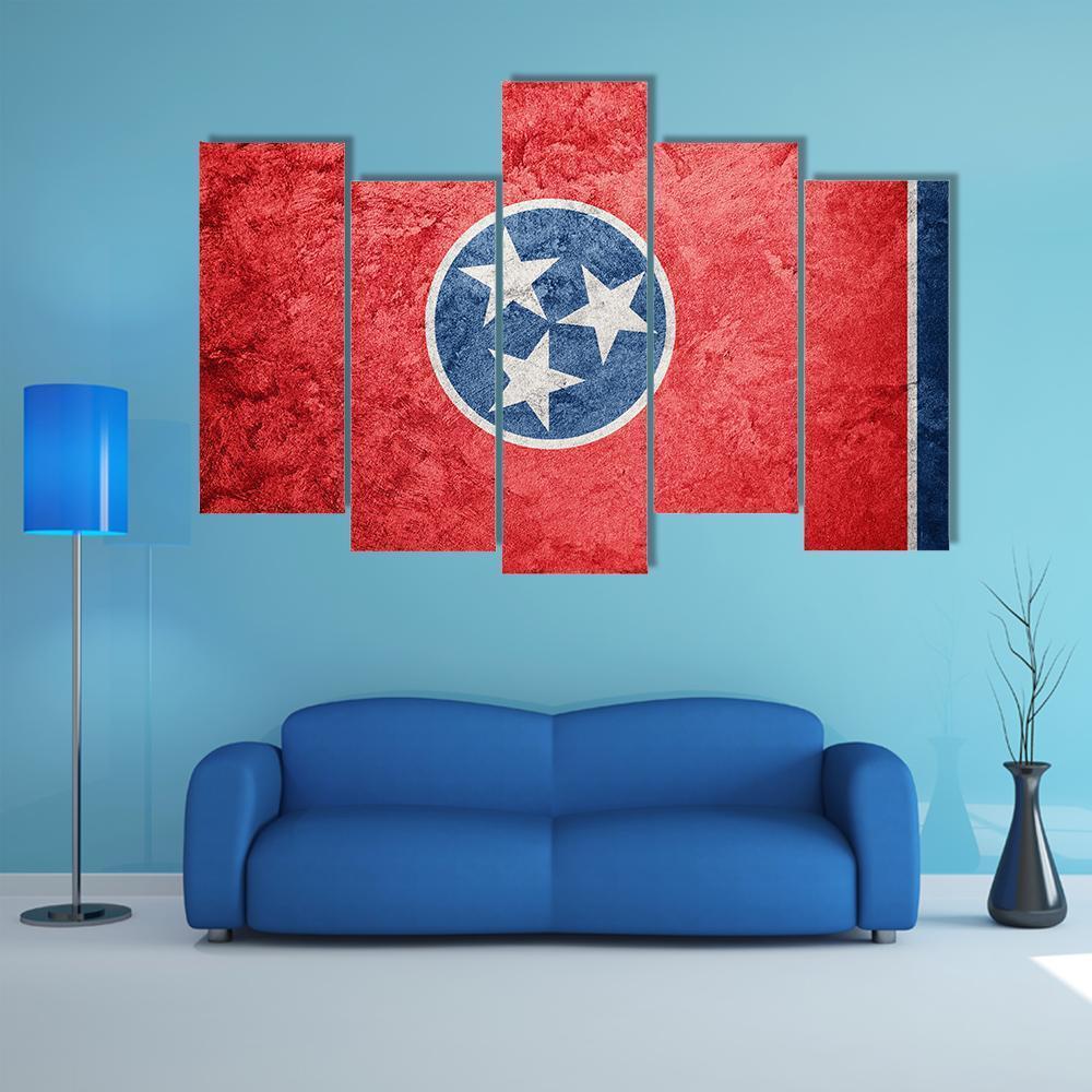 Grunge Tennessee Flag Canvas Wall Art-5 Pop-Gallery Wrap-47" x 32"-Tiaracle
